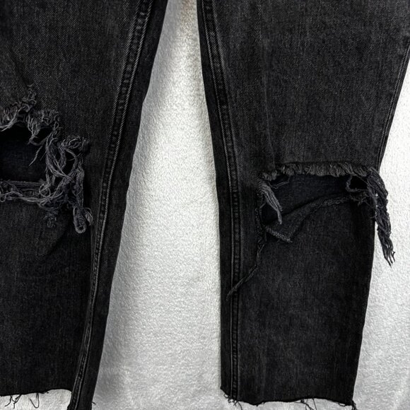 Abercrombie & Fitch 90s Straight High Rise Distressed Jeans Womens 26 2 R Black - Picture 7 of 16